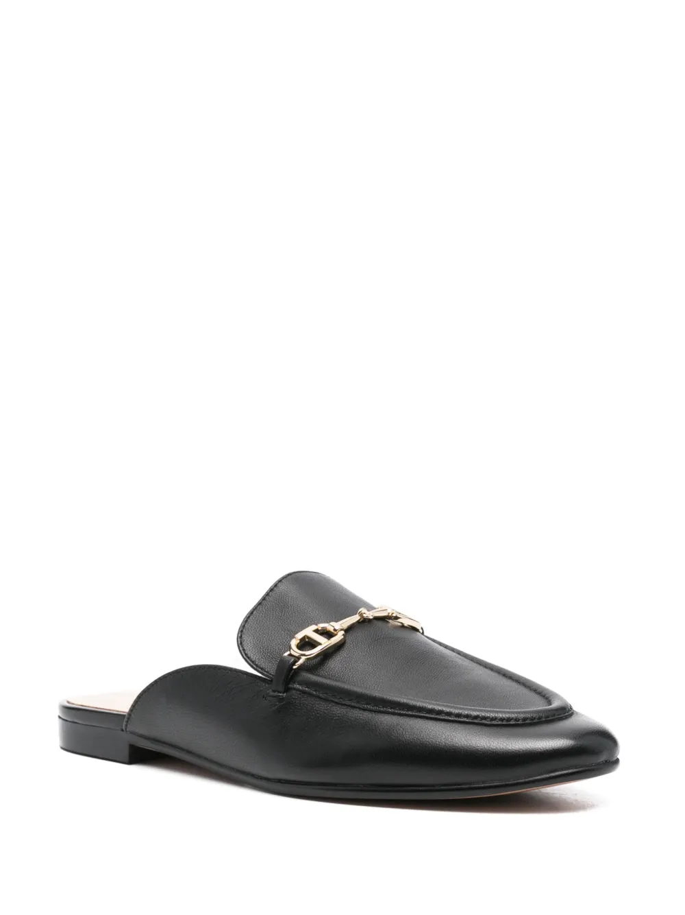 TWINSET Oval T leather slippers - Zwart