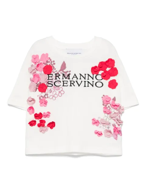 Ermanno Scervino Junior Camiseta com aplicação floral
