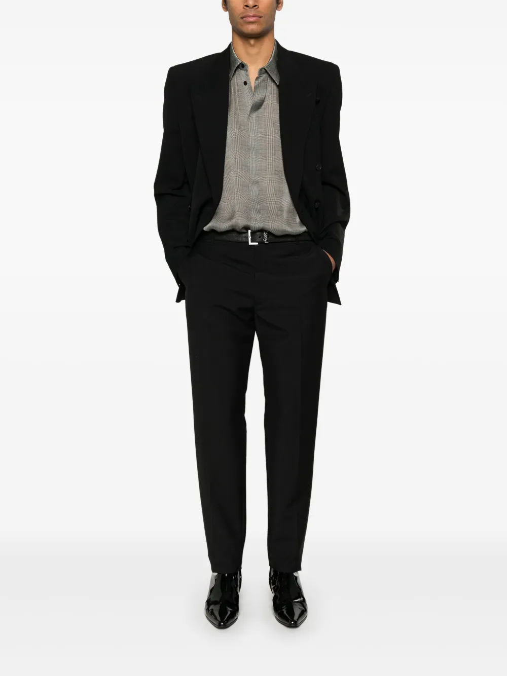 Saint Laurent Prince of Wales zijden overhemd - Grijs