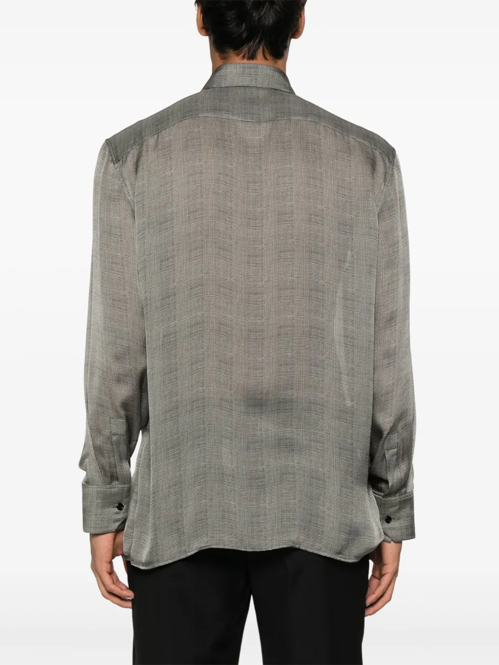 Saint Laurent Prince of Wales zijden overhemd Grijs