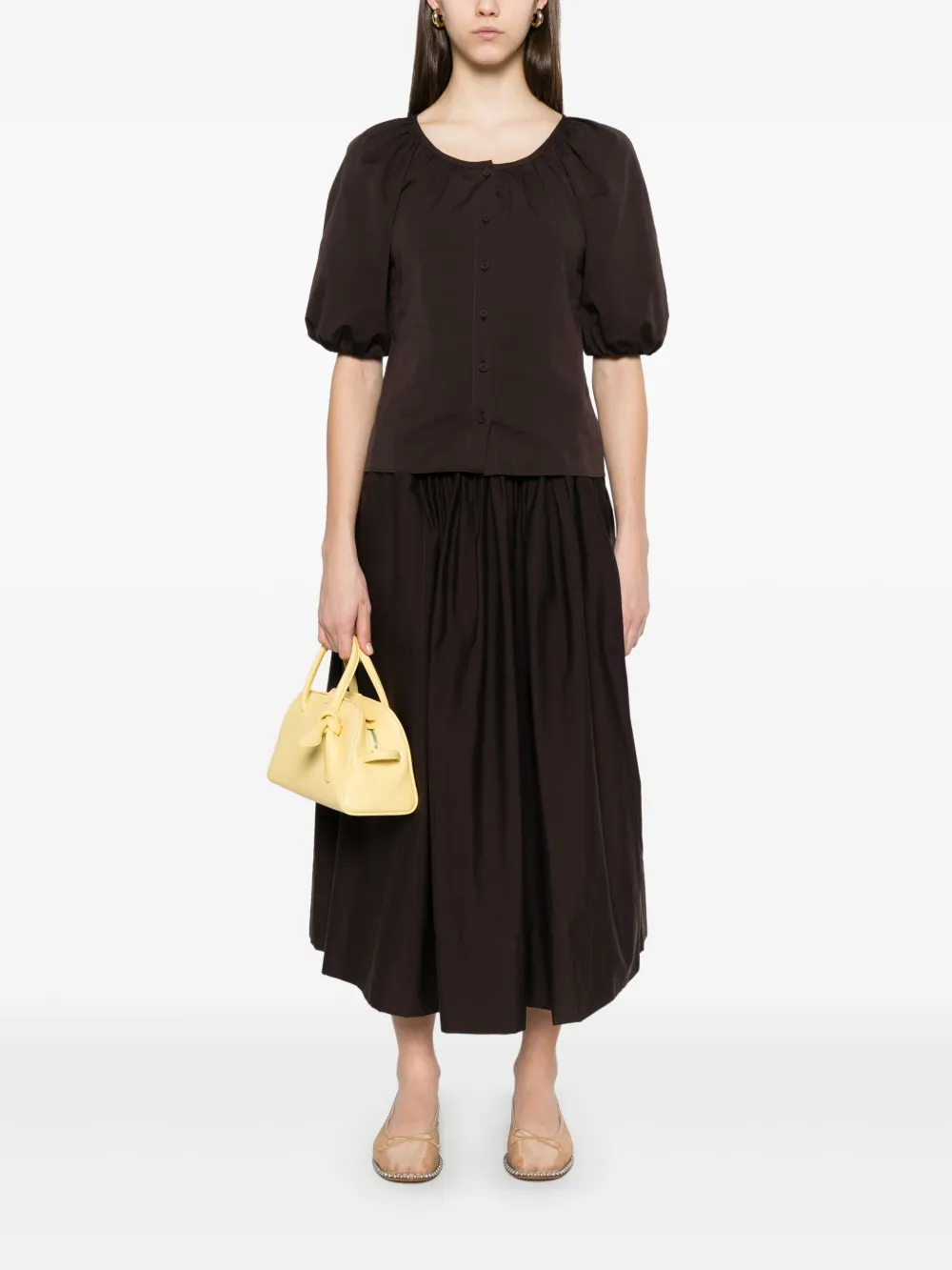 Philosophy Di Lorenzo Serafini Blouse met pofmouwen - Bruin