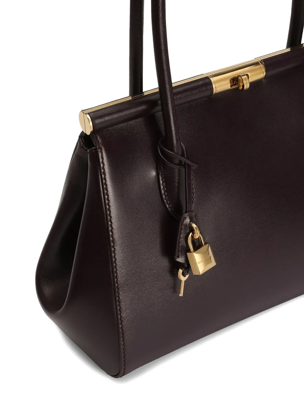 Dolce & Gabbana Aubergine Leather Everyday Marlene Shoulder Bag In Brown