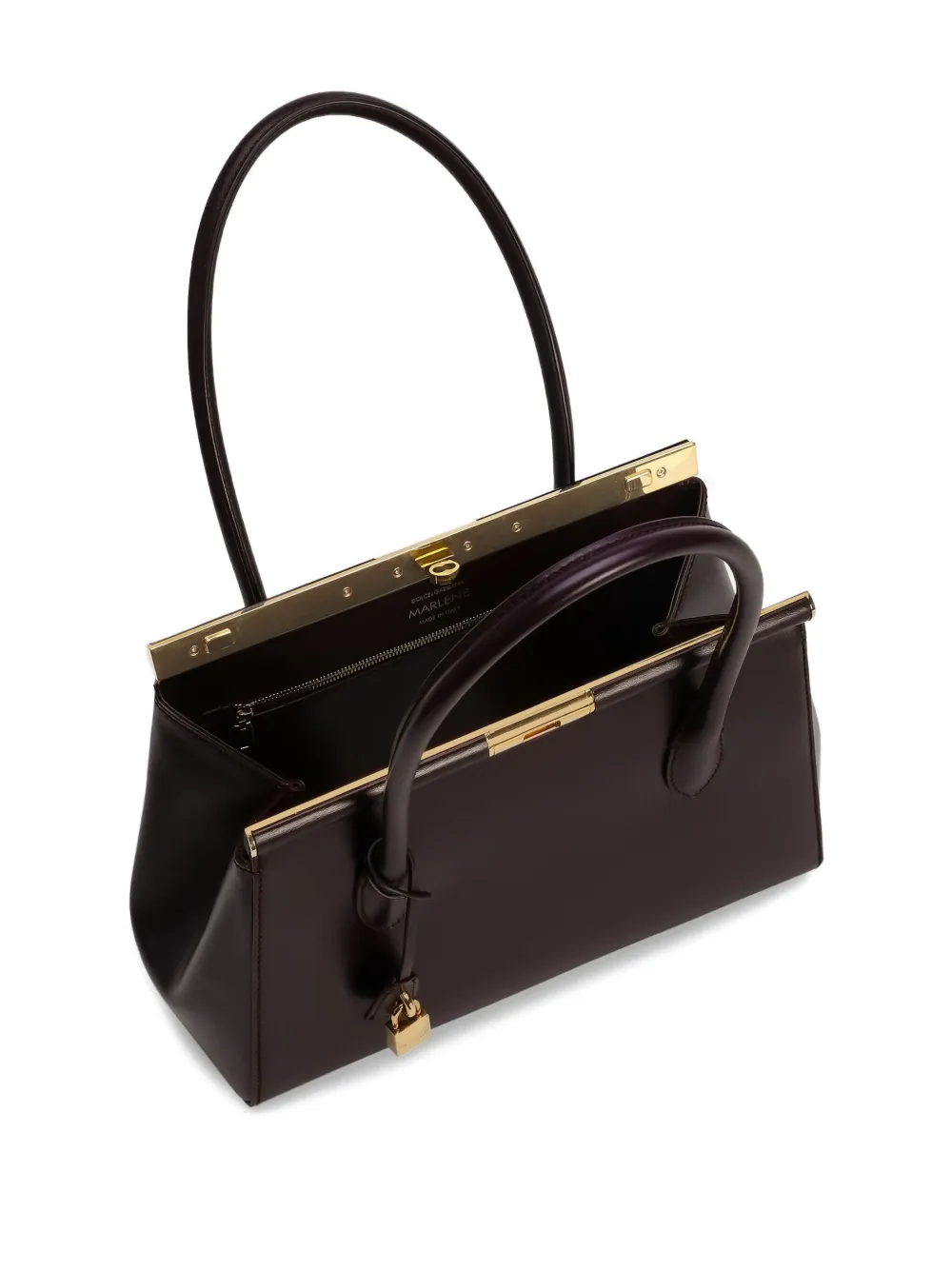 Dolce & Gabbana Aubergine Leather Everyday Marlene Shoulder Bag In Brown