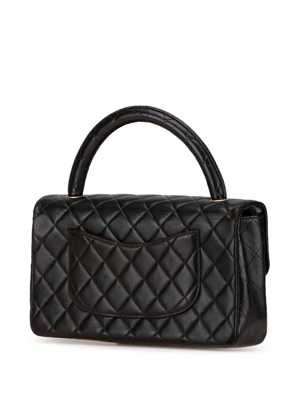 Pre-owned Chanel 1996-1997 Medium Classic Lambskin Kelly Flap Bag Handbag In Black
