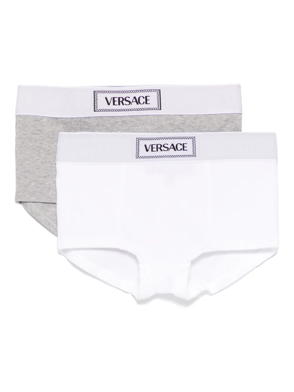 Versace Kids Twee slips met logoband Grijs