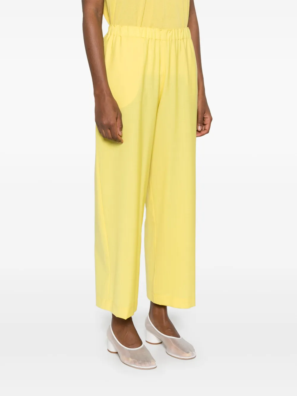 Shop Fabiana Filippi Cropped Palazzo Trousers In Yellow