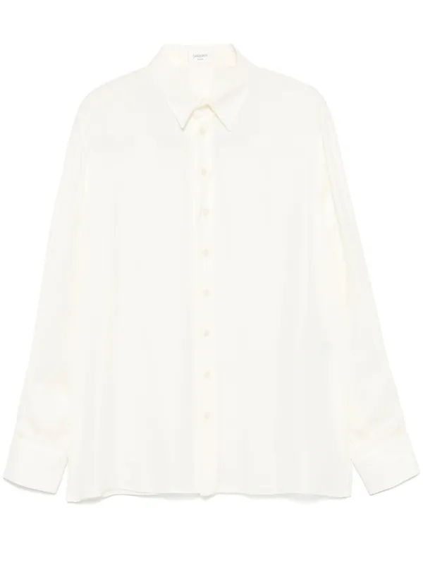 シャツ Saint Laurent Embroidered Silk Shirt Saint Laurent Black Logo Embroidered T-Shirt – Zoo Fashions