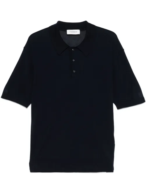 Laneus polo en maille fine - Bleu - Laneus - Modalova