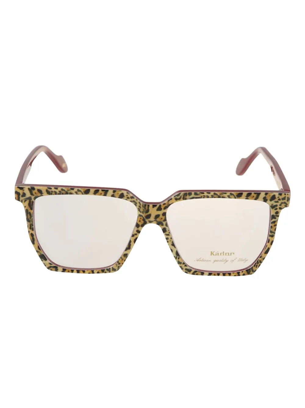 Kador Charlize leopard-print square-frame glasses | Red | Image 1