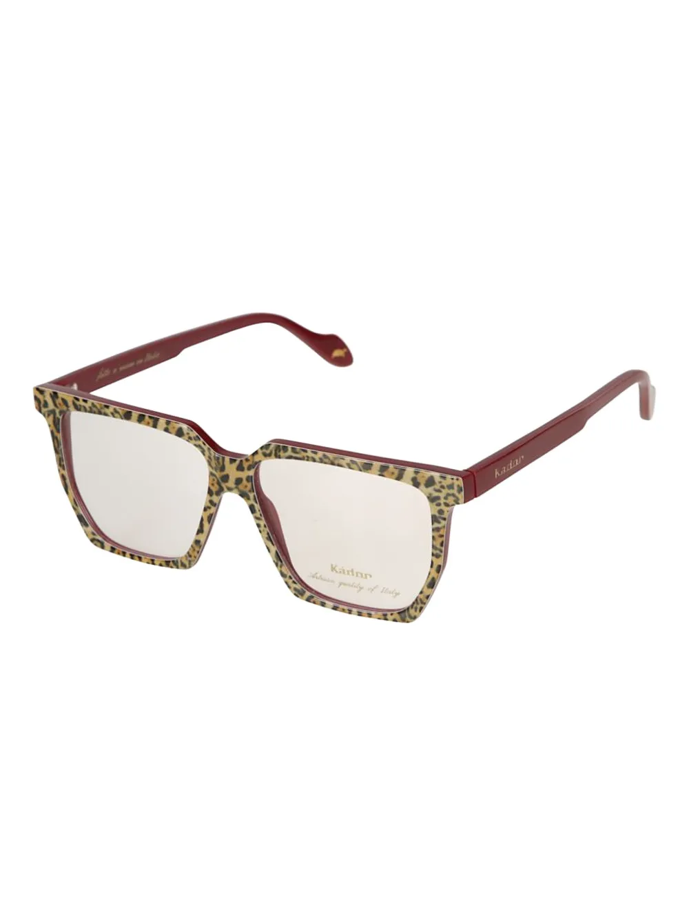 Kador Charlize leopard-print square-frame glasses | Men | Image 2