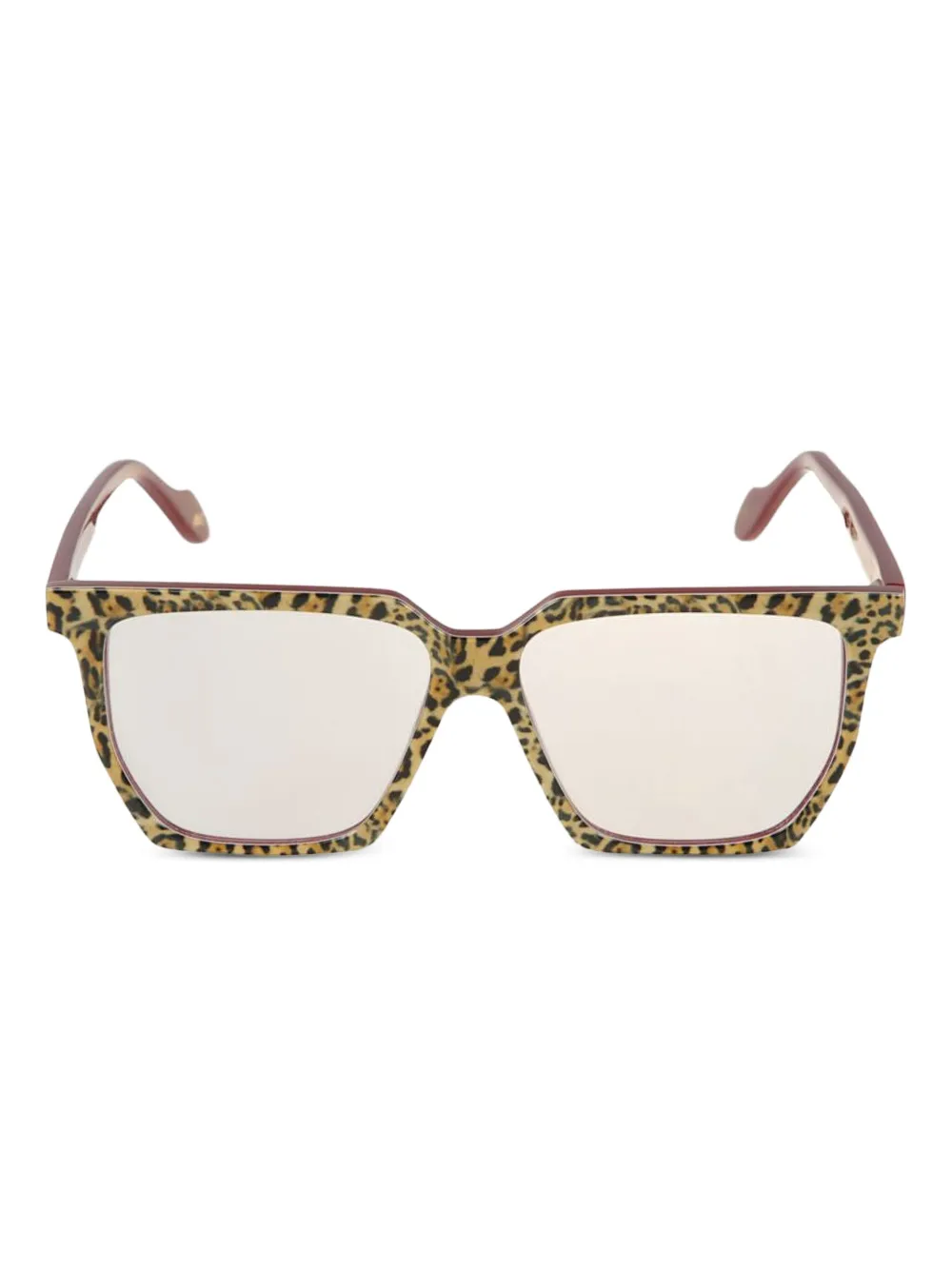 Kador Charlize leopard-print square-frame glasses | Red | Image 1