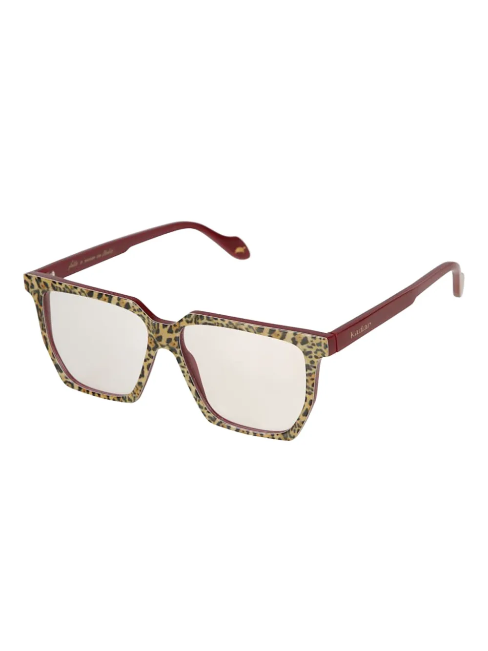 Kador Charlize leopard-print square-frame glasses | Men | Image 2