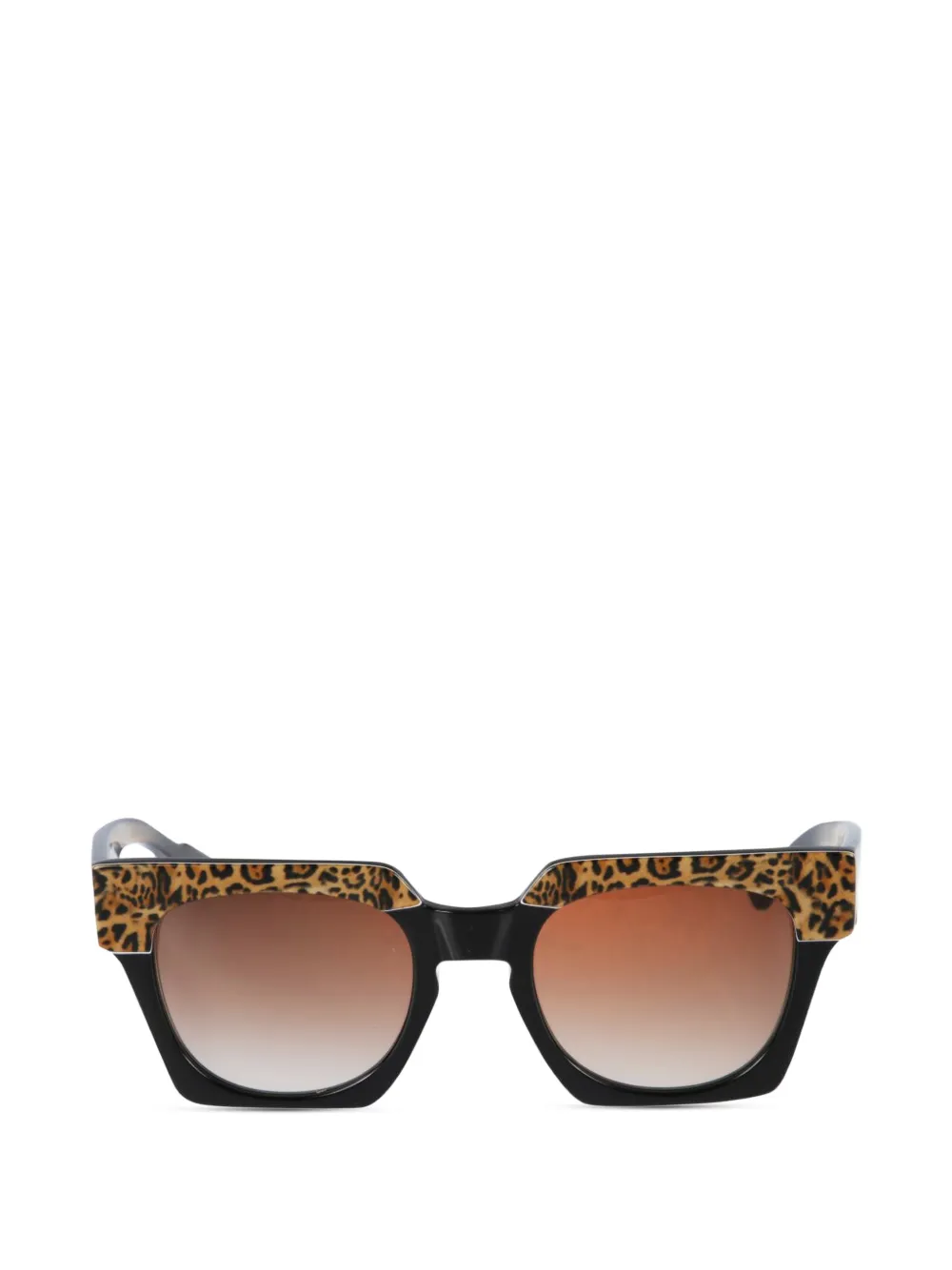Kador Portofino leopard-print geometric-frame sunglasses - Nero