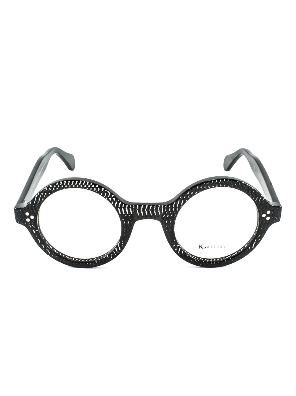Kador Arkistar Speckled-effect Round-frame Glasses In Black