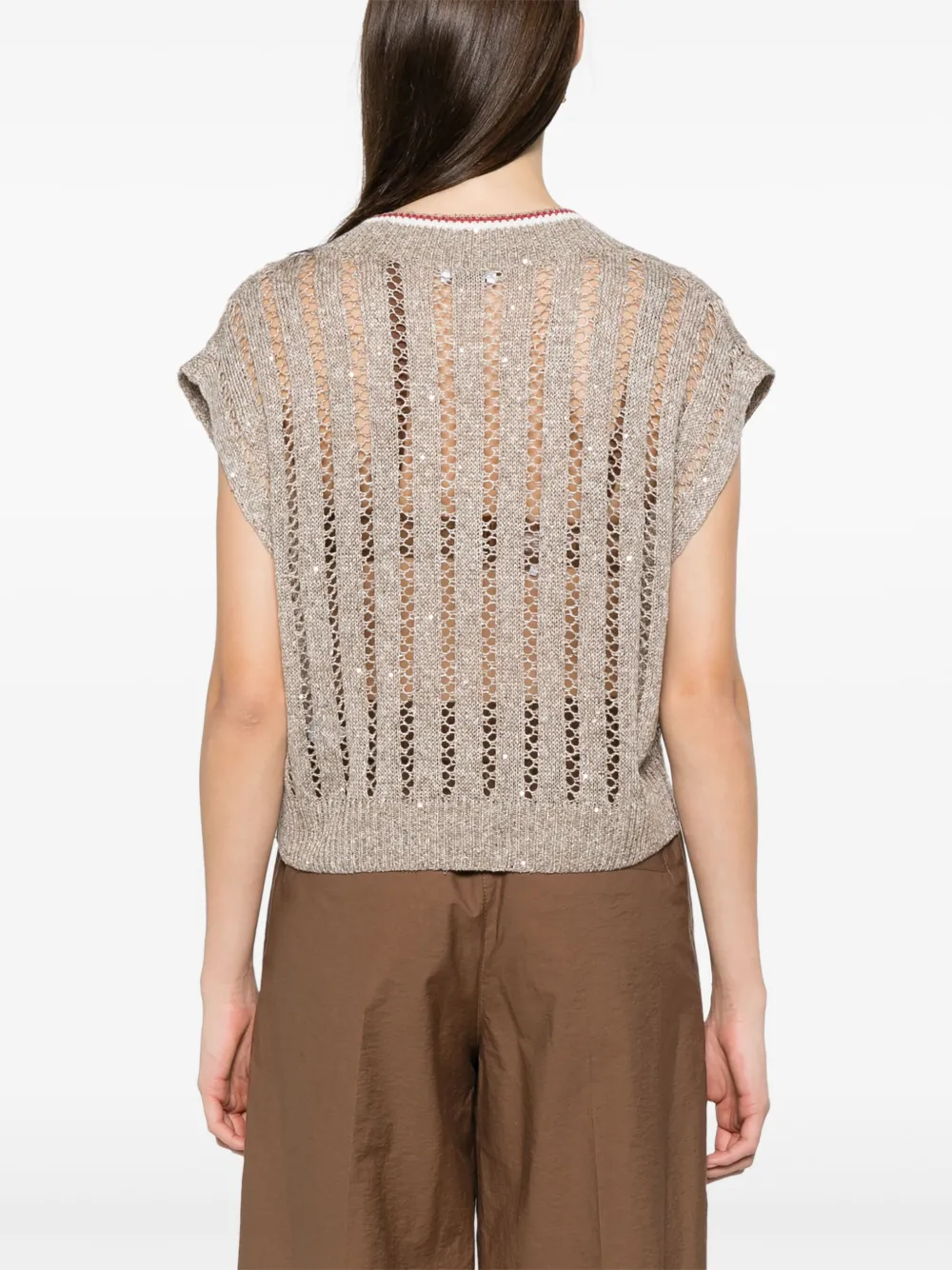 Brunello Cucinelli Geribbeld T-shirt Beige