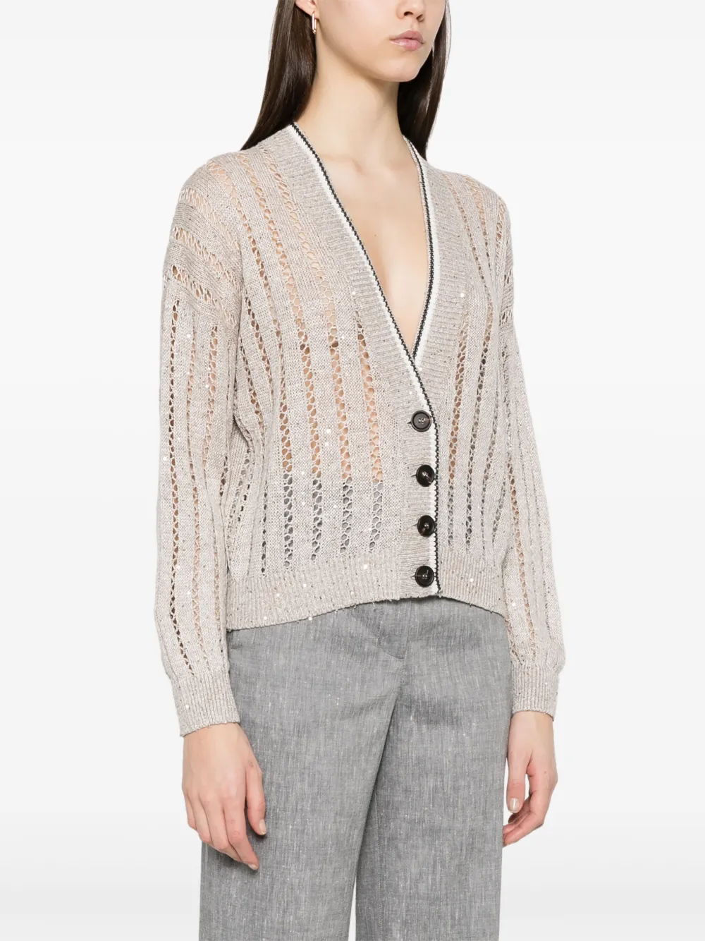 Brunello Cucinelli Opengebreid vest Beige