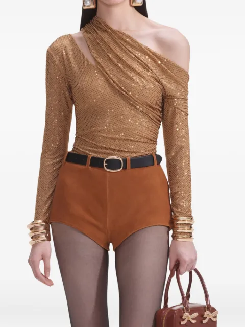 Self-Portrait rhinestone-embellished gathered top 