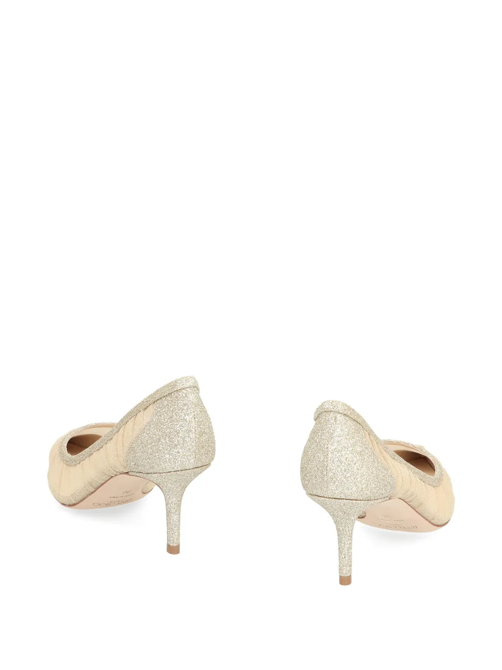 Jimmy Choo 65 mm Love pumps met glitters en mesh Beige