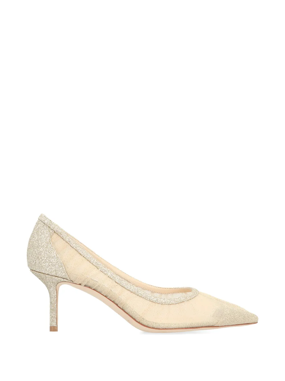 Jimmy Choo 65 mm Love pumps met glitters en mesh Beige