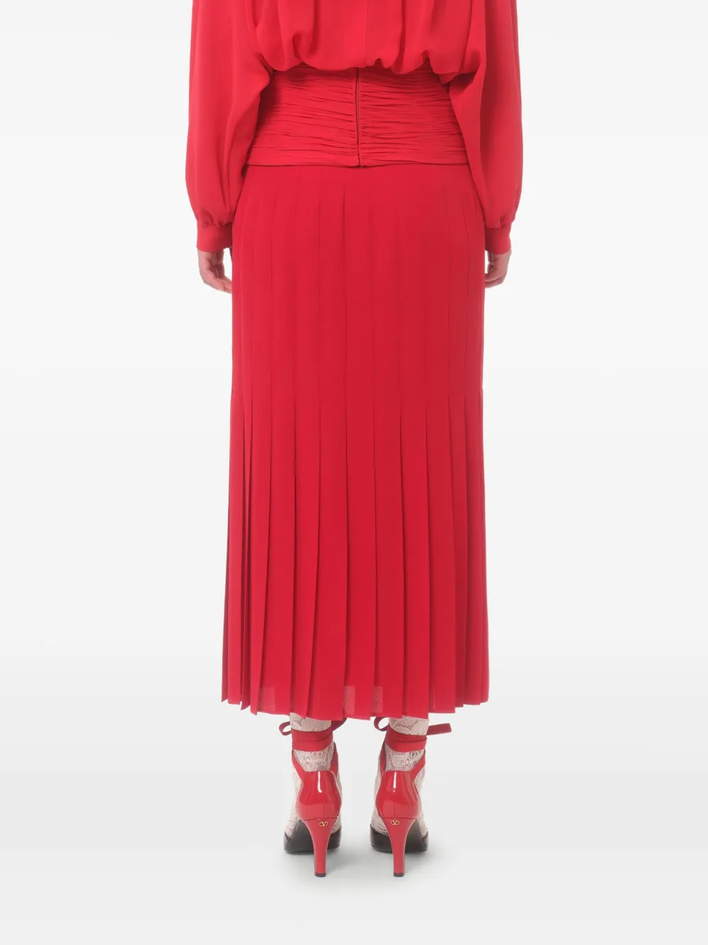 Valentino Garavani Georgette midi-rok Rood