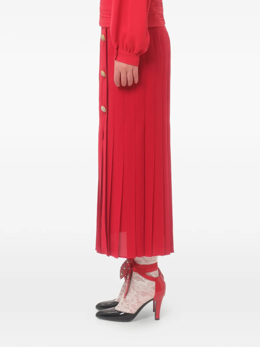 Valentino Garavani Georgette midi-rok Rood
