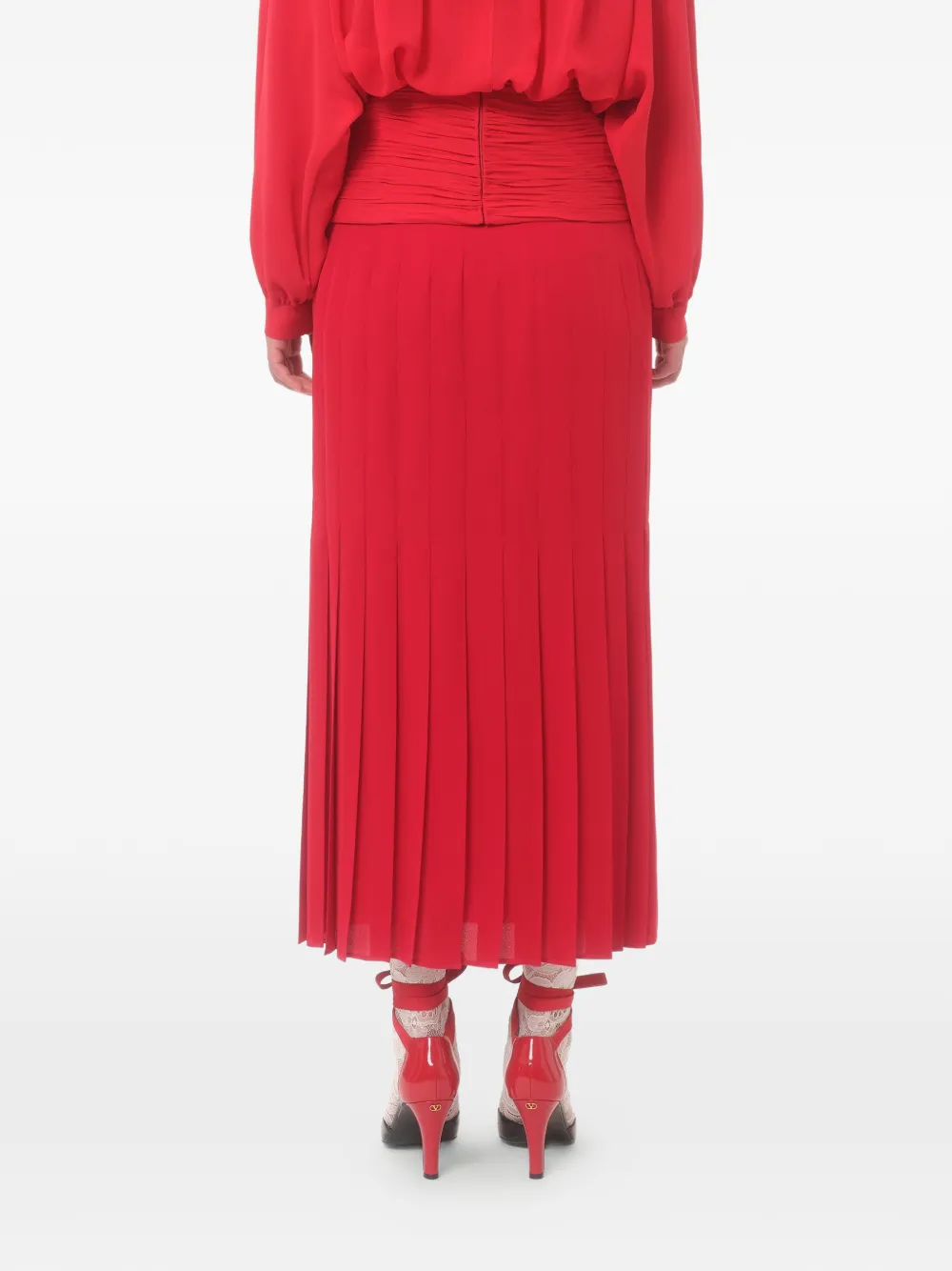 Valentino Garavani Georgette midi-rok Rood
