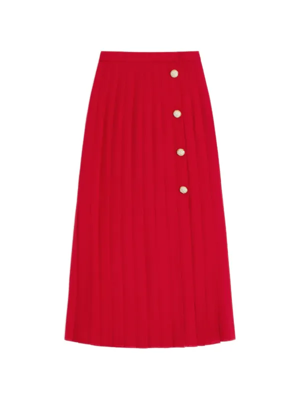 Valentino Garavani Georgette Midi Skirt in Red