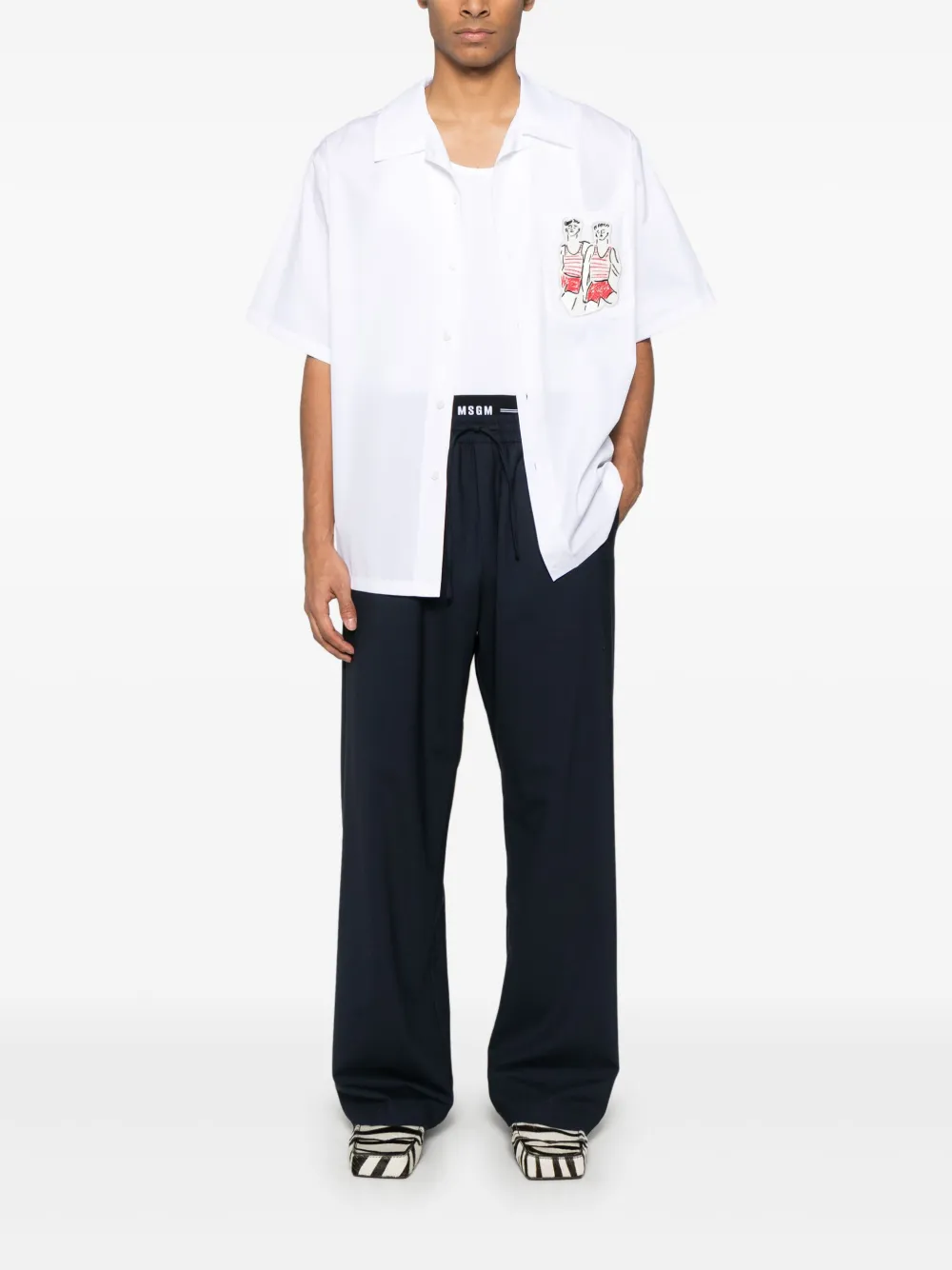 MSGM x Luke Edward Hall Sailors in Love overhemd met patch - Wit