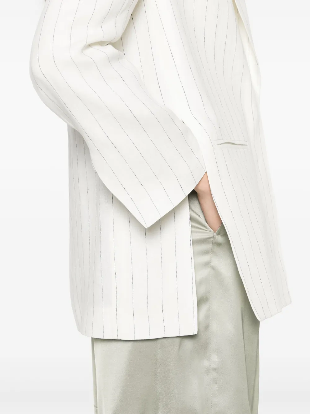 Shop Peserico Striped Blazer In White