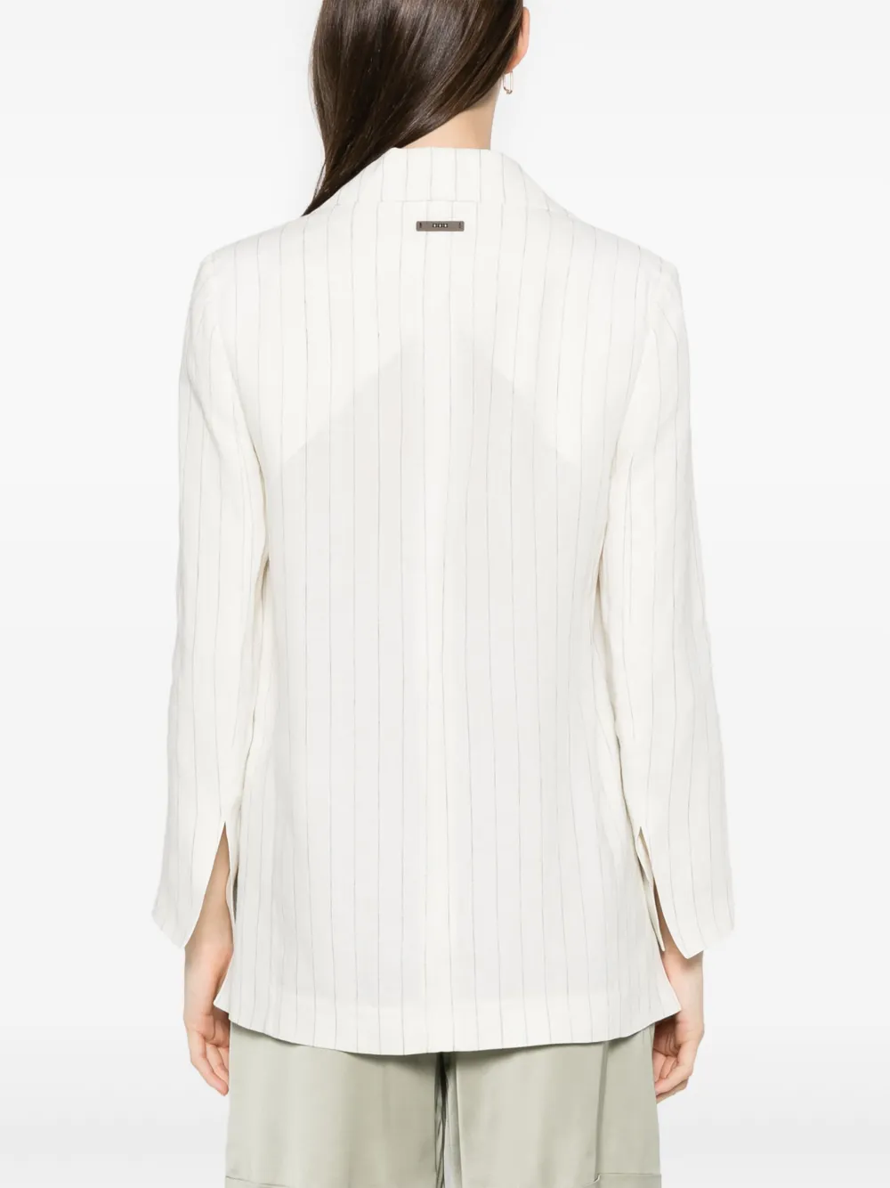 Shop Peserico Striped Blazer In White