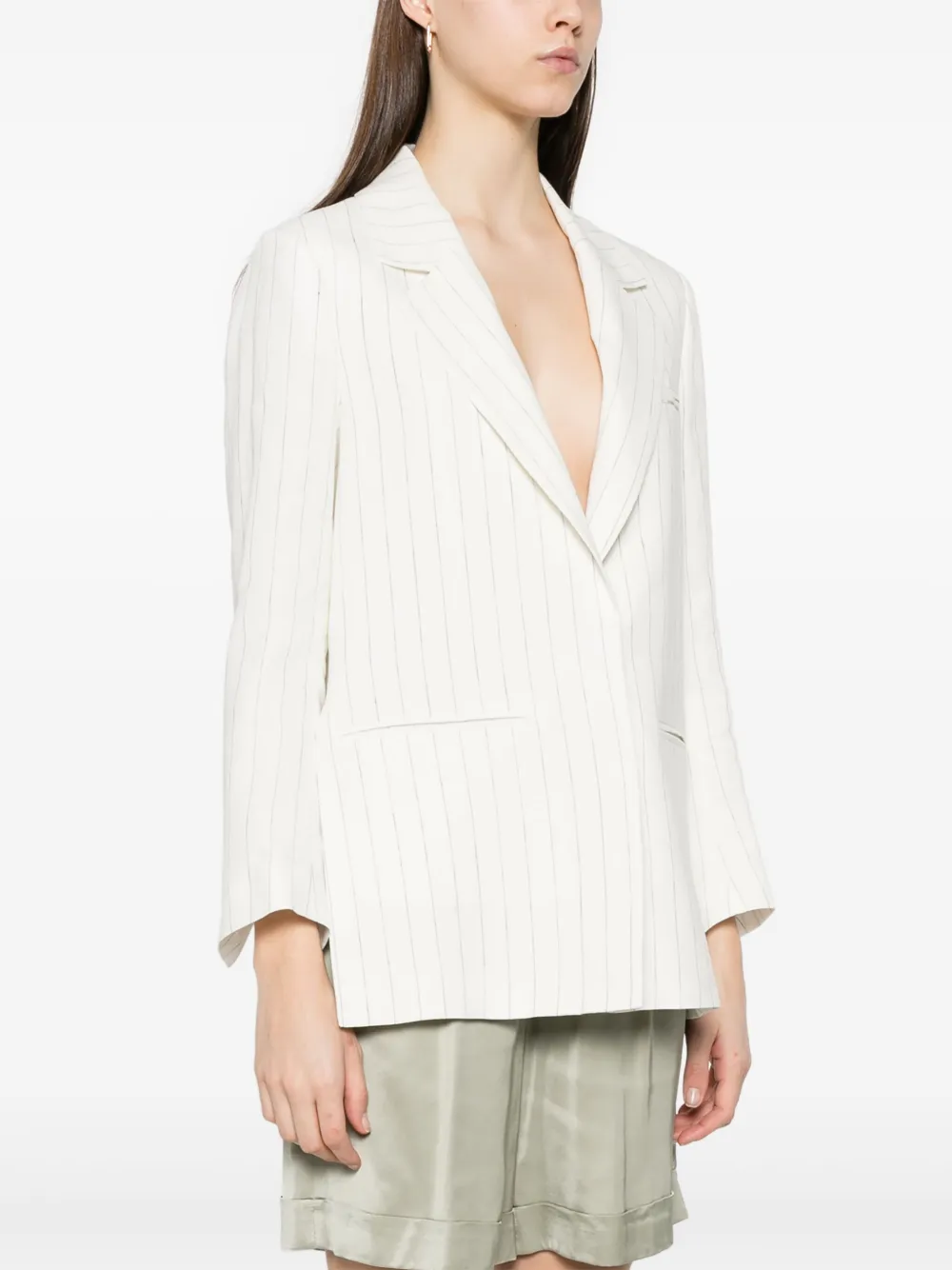 Shop Peserico Striped Blazer In White