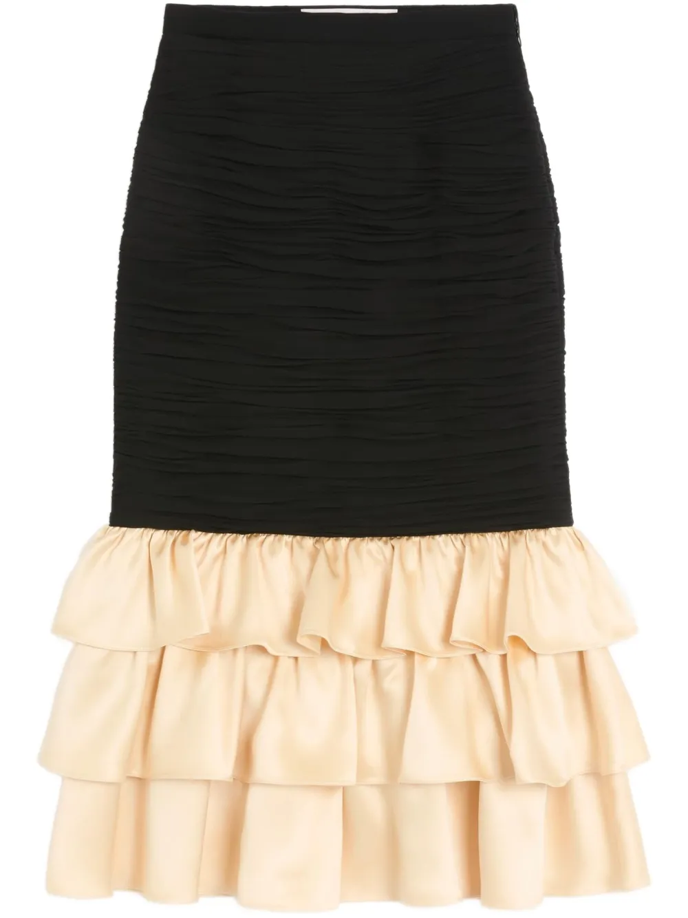 Valentino Panelled Midi Skirt In Black/birch