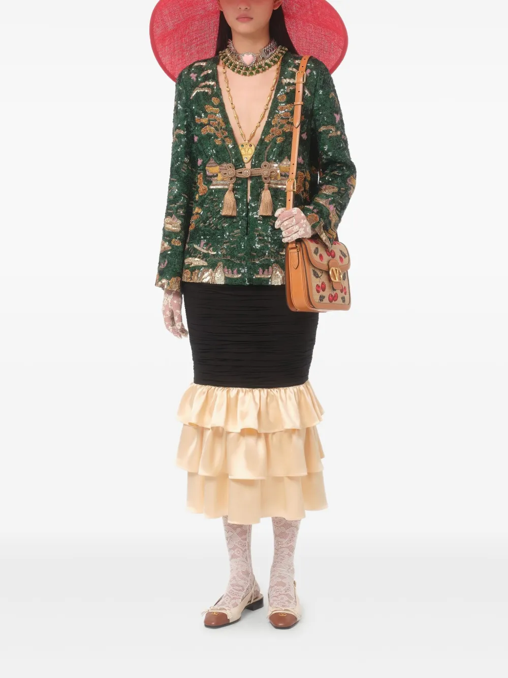 Valentino Garavani Georgette midi-rok Zwart
