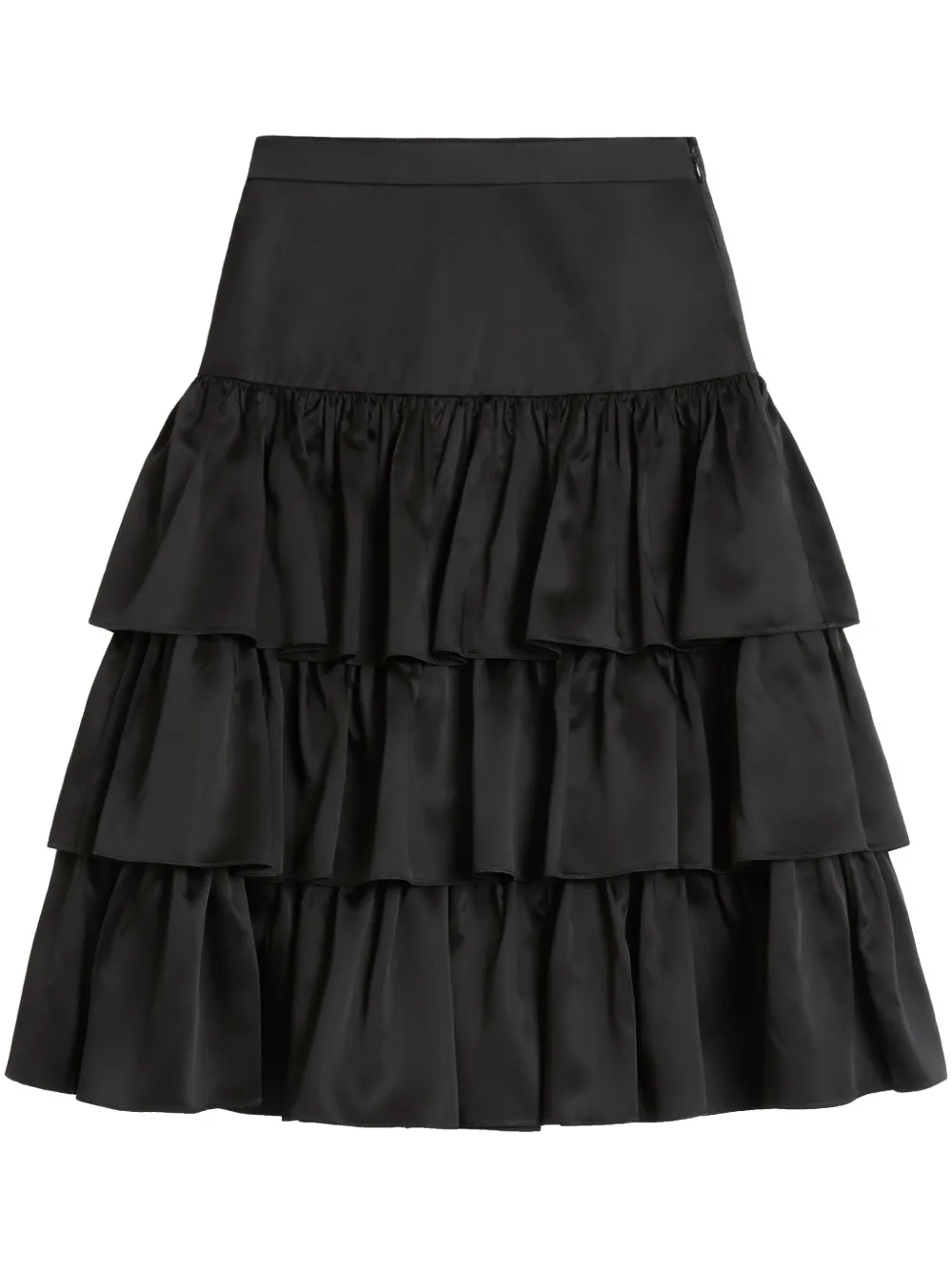 Valentino Ruffled Taffeta Skirt Woman Black 42 In Black