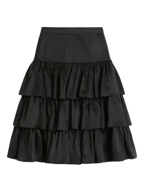 Jupe mi-longue en satin à volants - Valentino Garavani - Modalova