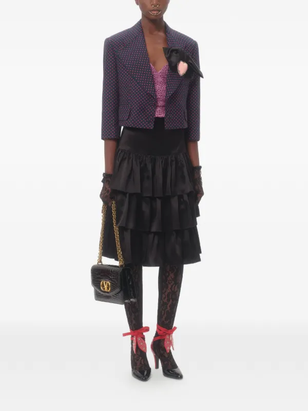 Valentino Garavani Satin Ruffle Skirt | Black | FARFETCH