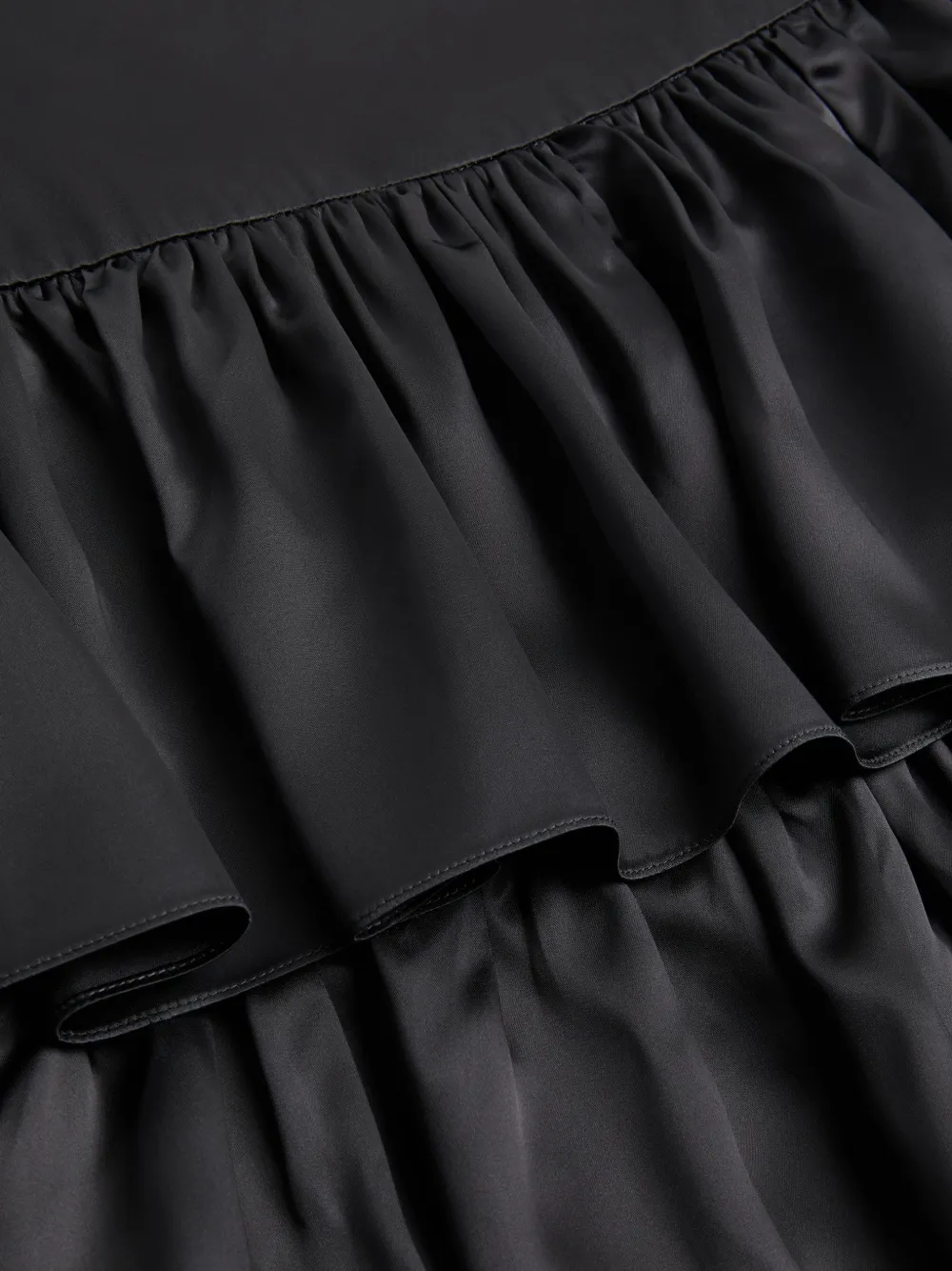 Valentino Garavani Satin Ruffle Skirt in Black, view 5