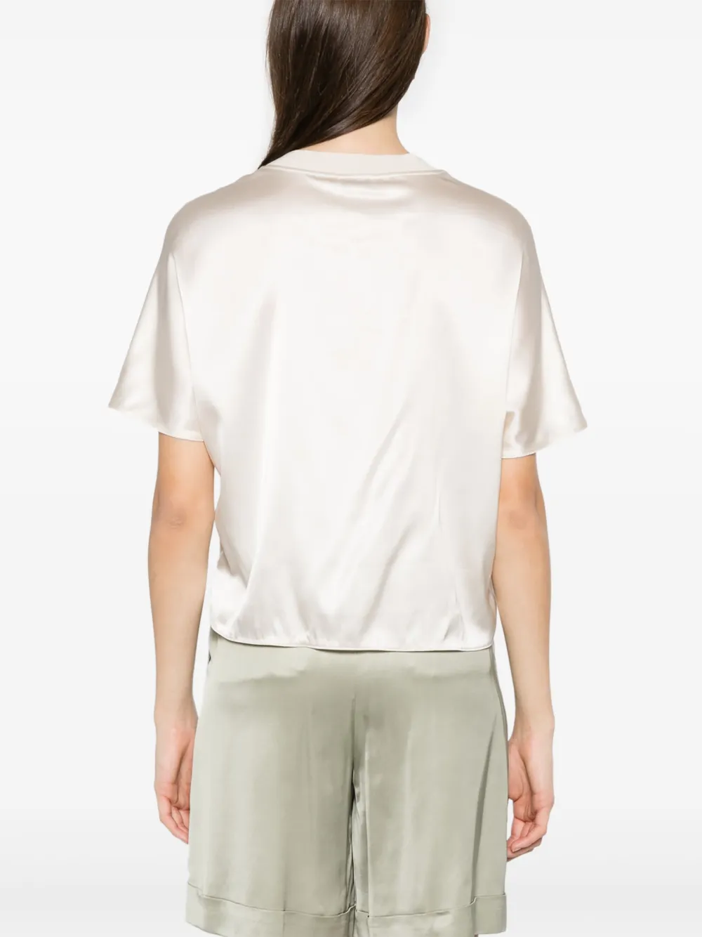 Shop Peserico Satin T-shirt In Neutrals