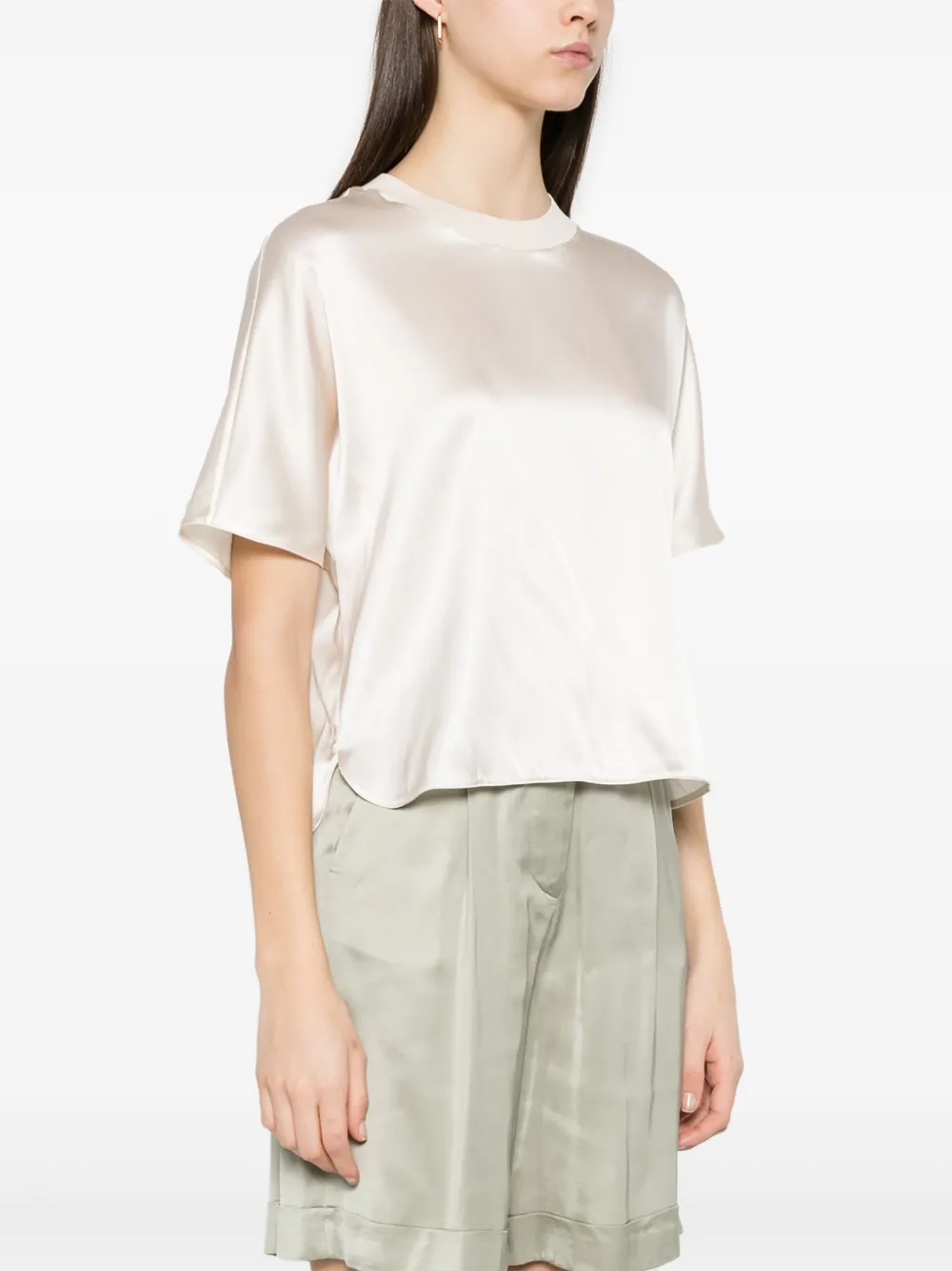 Shop Peserico Satin T-shirt In Neutrals