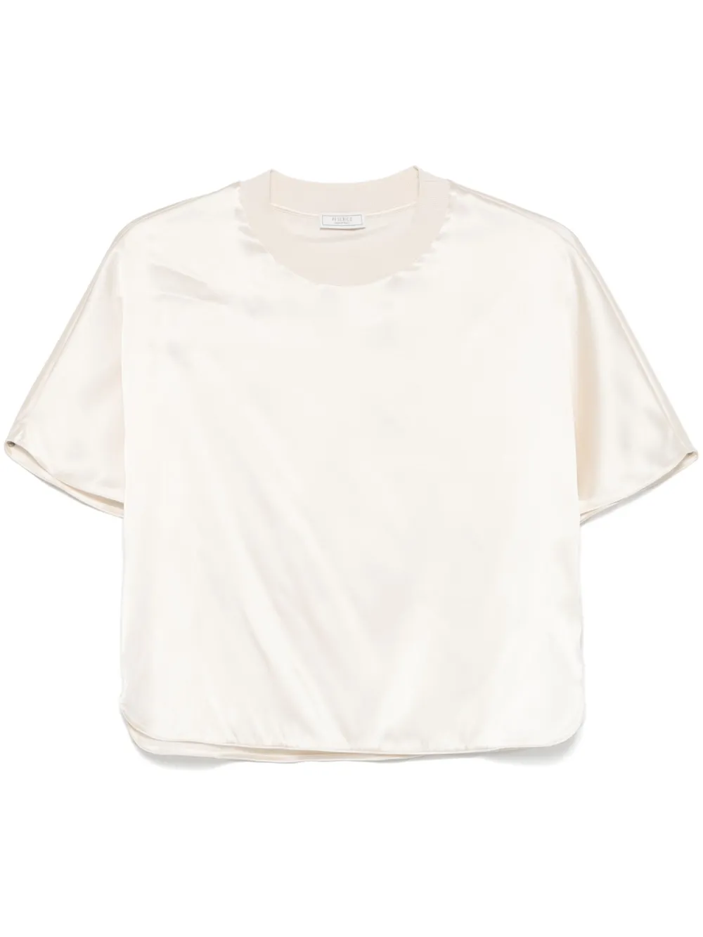 Shop Peserico Satin T-shirt In Neutrals