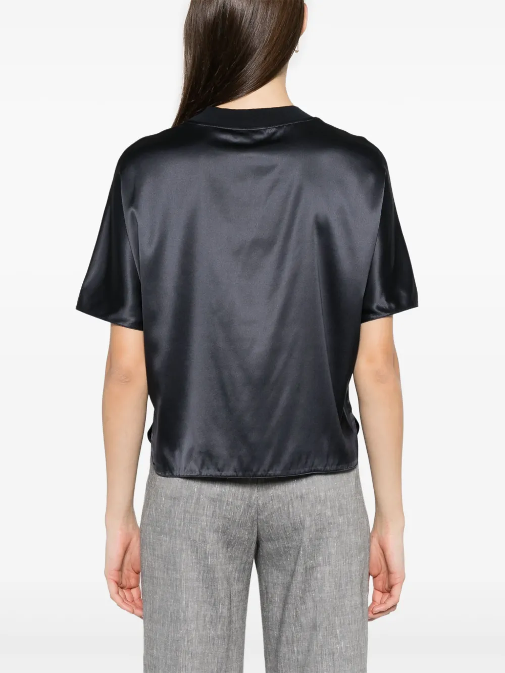 Shop Peserico Satin T-shirt In Blue