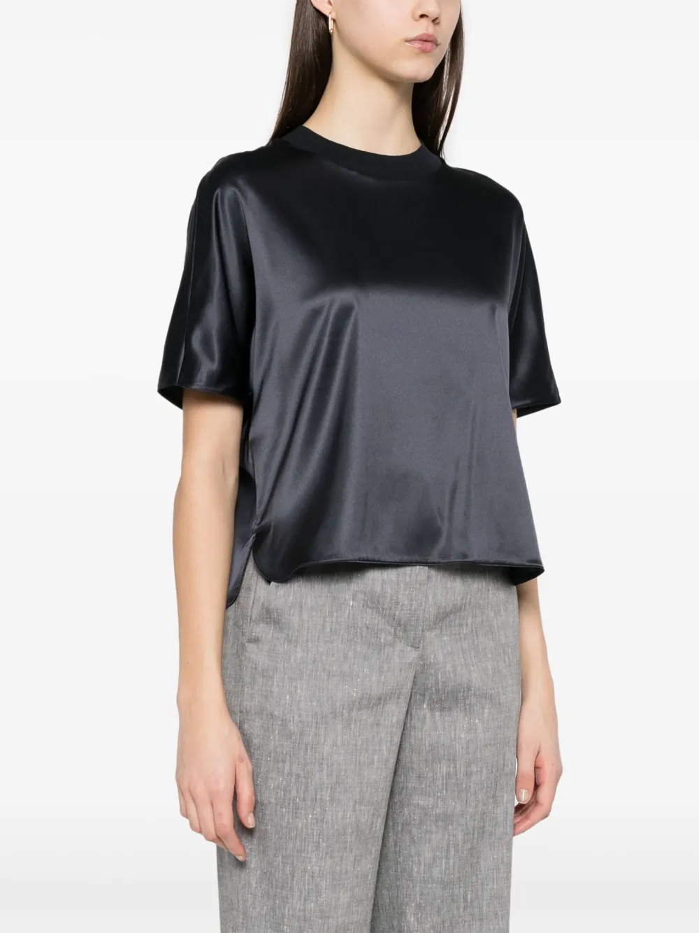 Shop Peserico Satin T-shirt In Blue