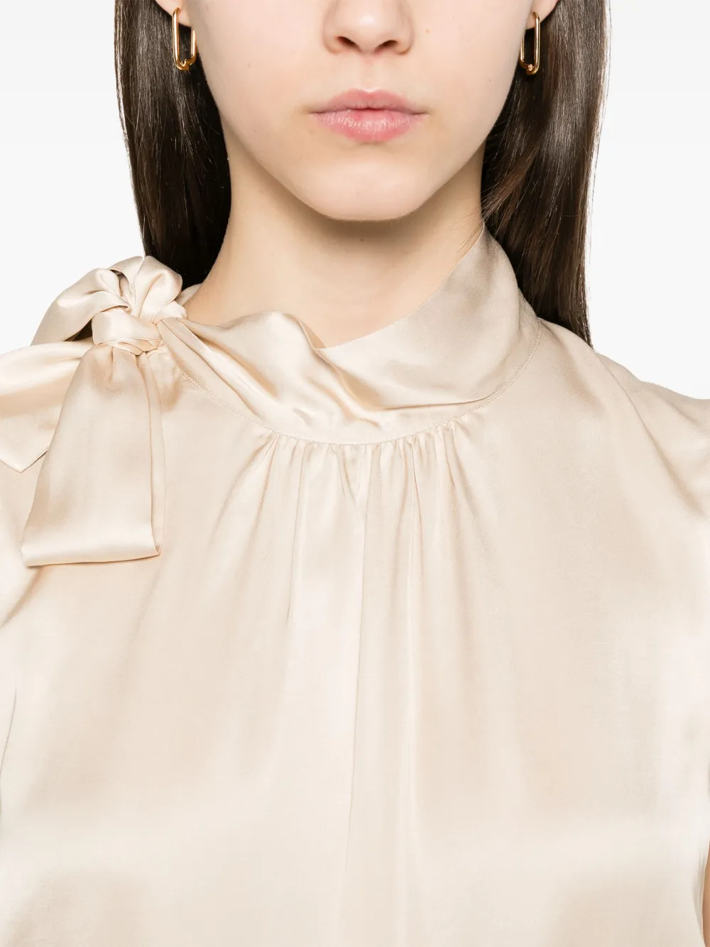 Shop Peserico Tied-neck Blouse In Neutrals