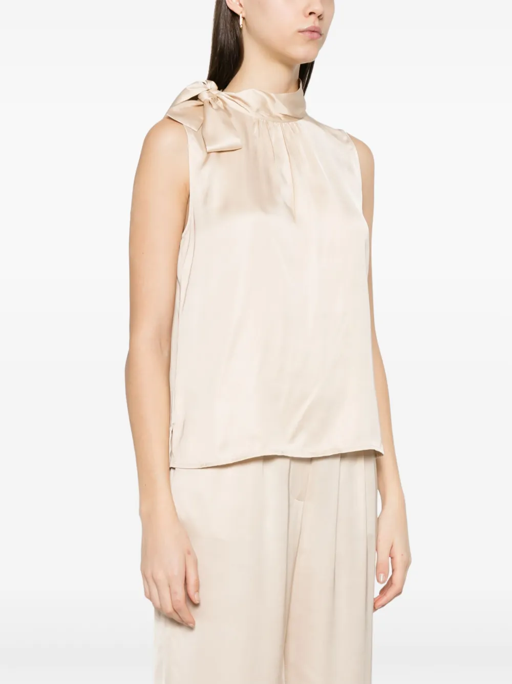 Shop Peserico Tied-neck Blouse In Neutrals
