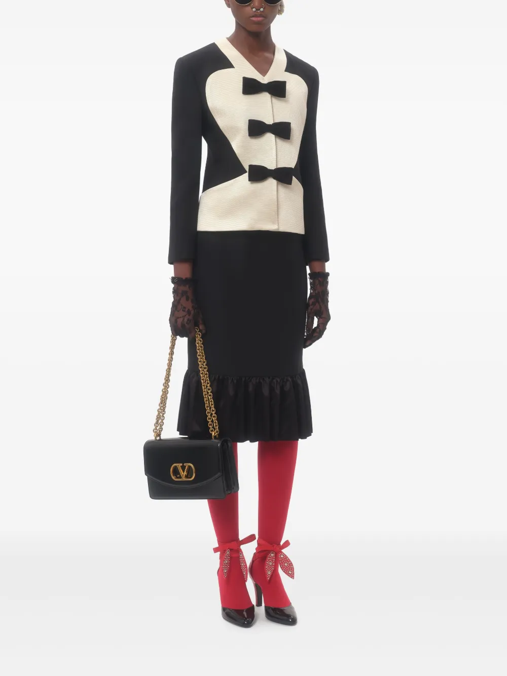 Valentino Black Crepe Couture Skirt In Black
