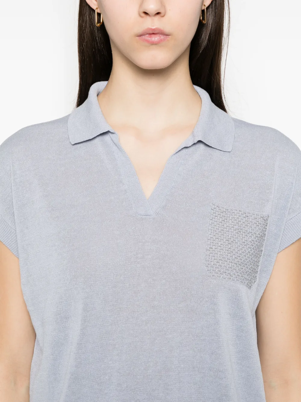 chain link detailed polo top
