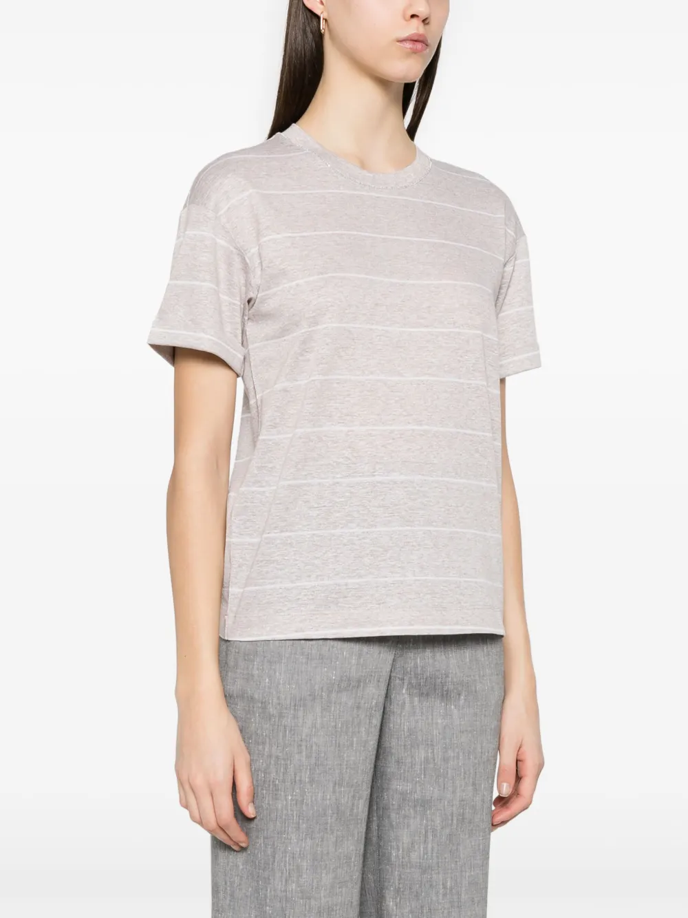 Shop Peserico Striped T-shirt In 中性色