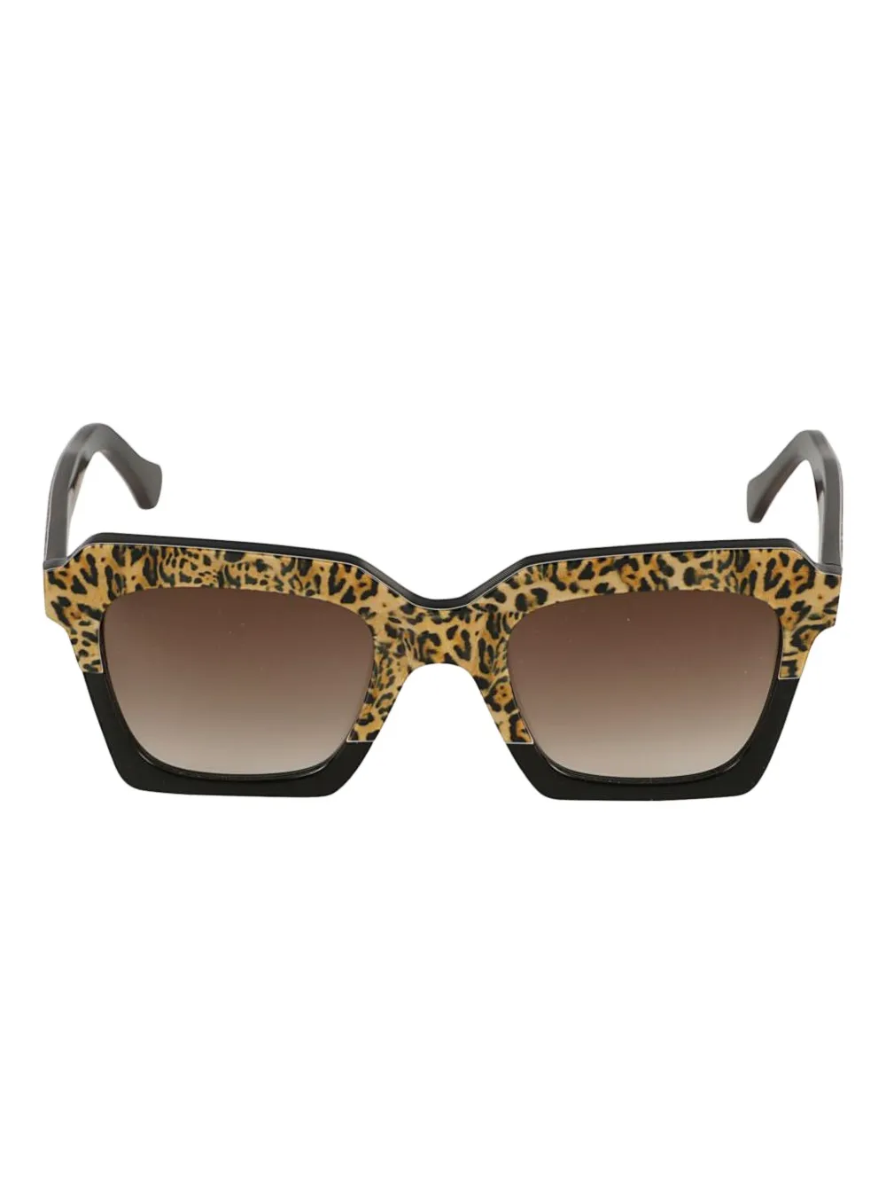 Kador Kallima Leopard-print Geometric Sunglasses In Brown