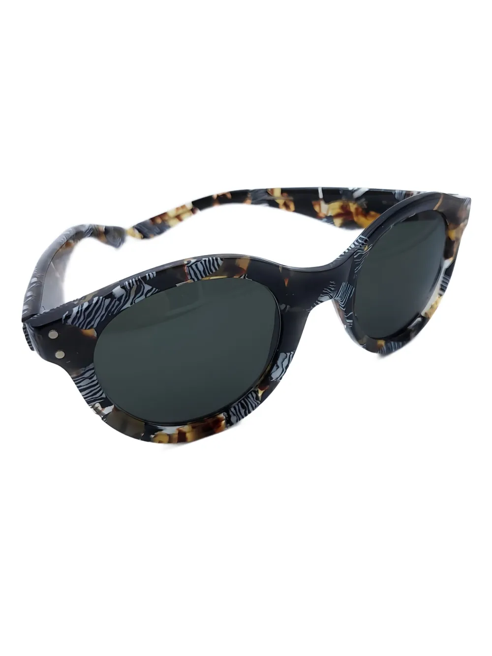 Kador zebra-print round sunglasses | Black | Image 1