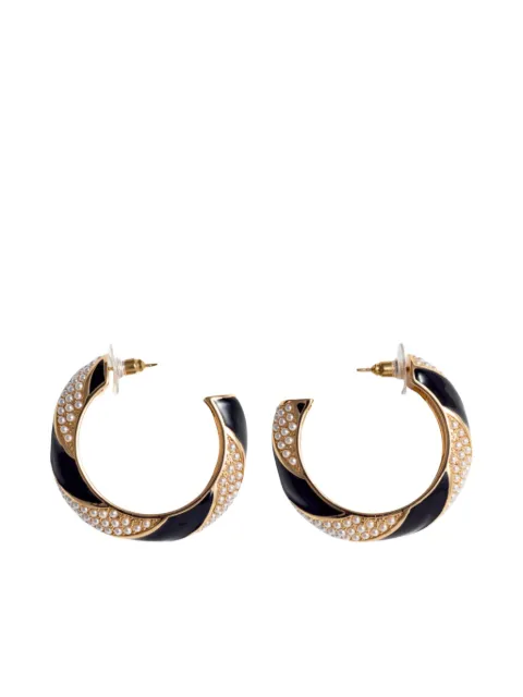 Self-Portrait faux-pearl hoop earrings